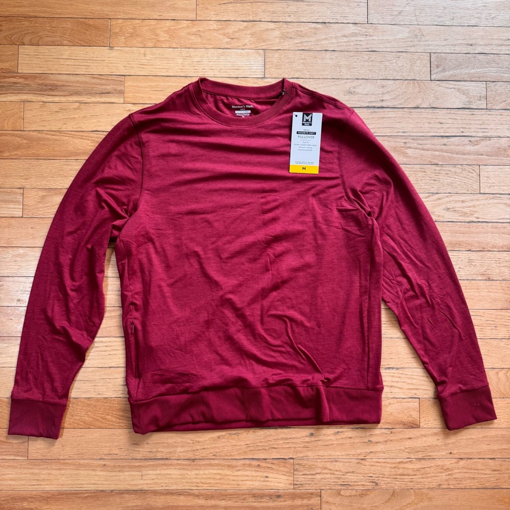 Members Mark‎ Mens Favorite Soft Pullover Burgundy Crew Neck Medium NWT